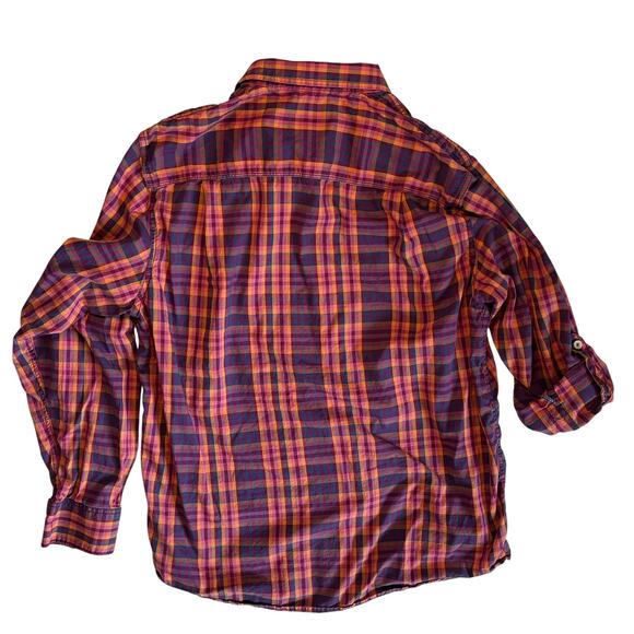 Tommy Bahama Jeans Men’s L Plaid Button Down Shirt Red Purple Roll Tab Casual - Picture 2 of 8